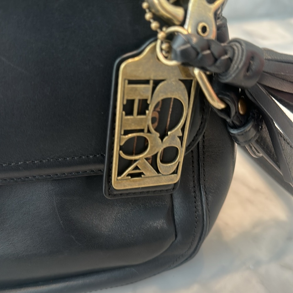 Coach Legacy Turnlock East West Flap Bag Black Leather 22062 Crossbody Tassel - Picture 3 of 15